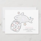 Shark Ahoy Baby Girl Birth Ankündigung (Vorderseite)