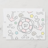 Shark Ahoy Baby Girl Birth Ankündigung (Rückseite)