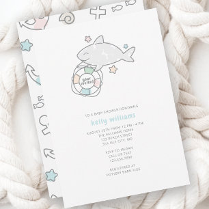 Shark Ahoy Baby Shower Einladung