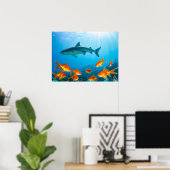 Shark among gold fishes poster (Heimbüro)
