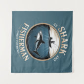 Shark and Fisherman Wandteppich (Vorderseite (Horizontal))