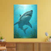 Shark and Small Fish Underwater Scene Leinwanddruck (Insitu (Wohnzimmer))