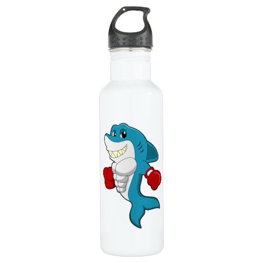 Shark as Boxer with Boxing gloves Edelstahlflasche (Vorderseite)
