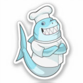 Shark as Chef with Cooking apron Aufkleber (Vorderseite)