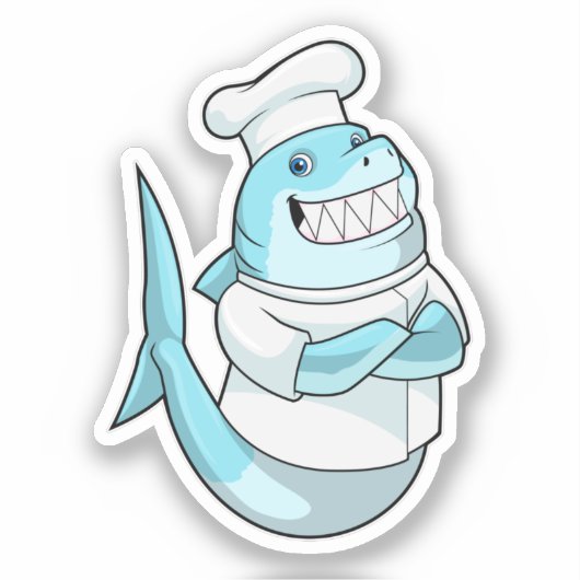 Shark as Chef with Cooking apron Aufkleber (Vorderseite)