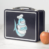 Shark as Chef with Cooking apron Metall Brotdose (Beispiel)