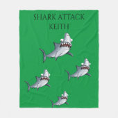 "SHARK ATTACK" Fleecedecke & personalisierter Name (Vorderseite)