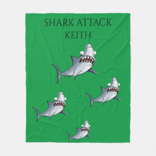 "SHARK ATTACK" Fleecedecke & personalisierter Name