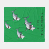 "SHARK ATTACK" Fleecedecke & personalisierter Name (Vorderseite (Horizontal))
