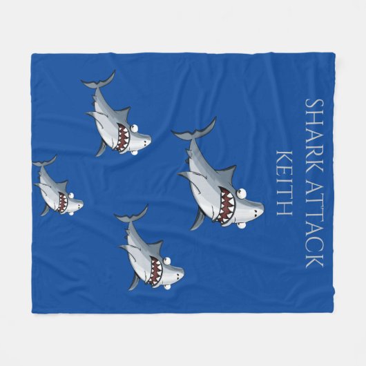 "SHARK ATTACK" Fleecedecke & personalisierter Name (Vorderseite (Horizontal))