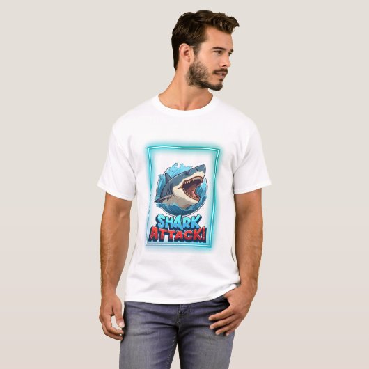 Shark Attack Graphic T-Shirt – Bold Ocean Predator (Vorne ganz)