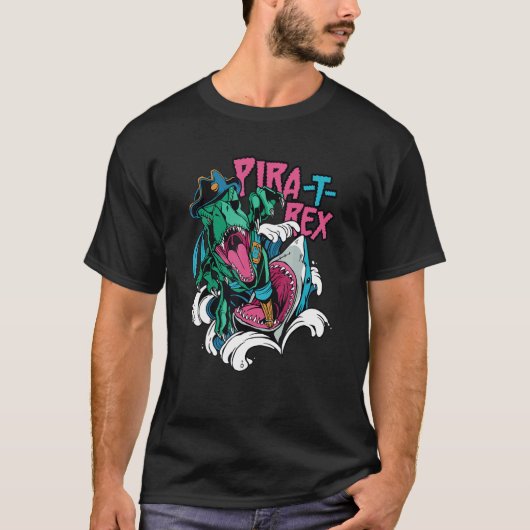 Shark Attacking A rex Pirate Pira rex Rise Time T-Shirt (Vorderseite)