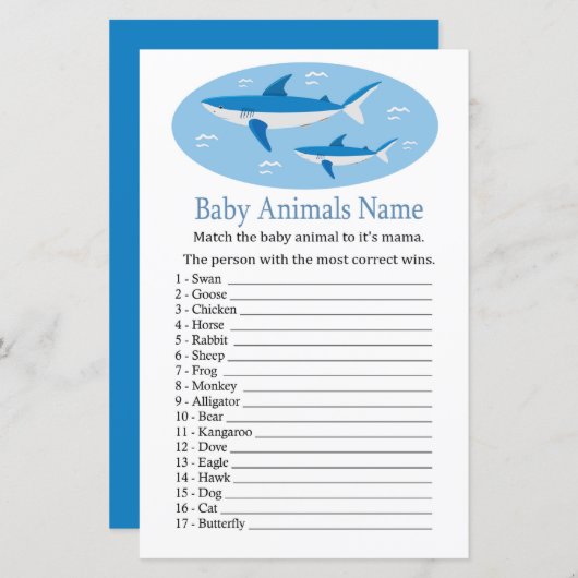 Shark Baby Animals Name Game (Vorne/Hinten)