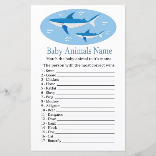Shark Baby Animals Name Game (Vorderseite)