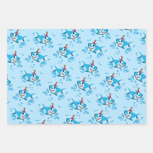Shark Baby Boy oder Girl Birthday Party Geschenkpapier Set (Vorderseite 3)