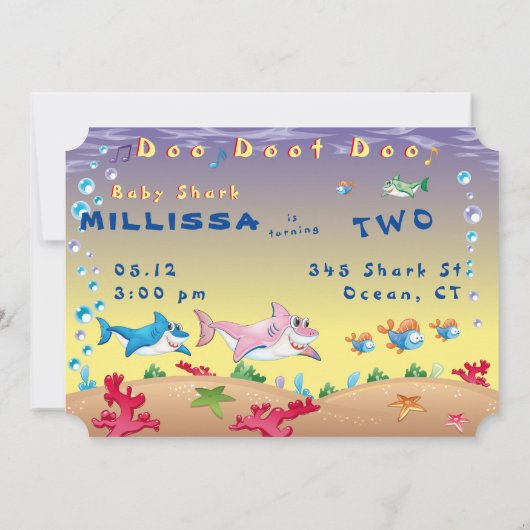 Shark 🦈 Baby Cool Fab Phantastisches Birthday Oce Einladung (Rückseite)