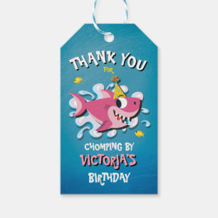 Shark Baby Girl Geburtstagsfeier GeschenkTags Geschenkanhänger