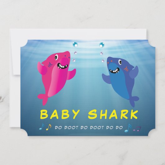 Shark Baby Pink 🦈 Blue Birthday Party Einladung (Vorderseite)