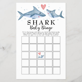 Shark Baby Shower Baby Bingo Card Flyer