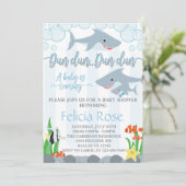 Shark Baby Shower Einladung Junge einladen (Stehend Vorderseite)