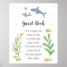 Shark Baby Shower "Guest Book" Schild