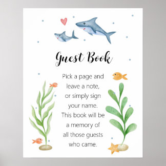 Shark Baby Shower "Guest Book" Schild