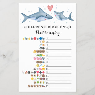 Shark Baby Shower Kinderbuch Emoji Pictionary Flyer