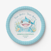 Shark Baby Shower Ocean Blue Boy Baby Dusche Pappteller (Vorderseite)