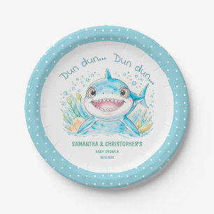 Shark Baby Shower Ocean Blue Boy Baby Dusche Pappteller