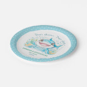 Shark Baby Shower Ocean Blue Boy Baby Dusche Pappteller (Schrägansicht)