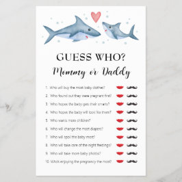 Shark Baby Shower "raten Sie, wer Mama oder Papa" Flyer