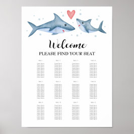 Shark Baby Shower Seekartenzeichen Poster