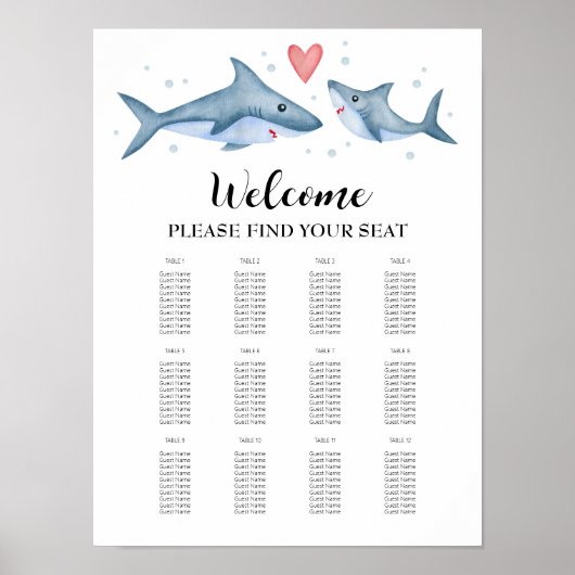 Shark Baby Shower Seekartenzeichen Poster (Vorne)