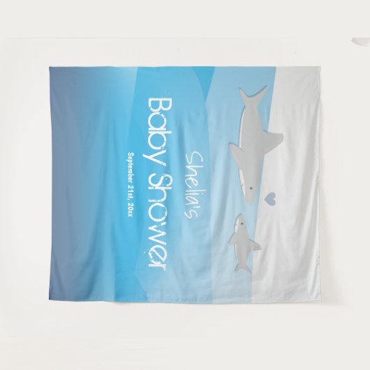 Shark Baby Shower Wandteppich (Vorderseite (Horizontal))