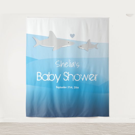 Shark Baby Shower Wandteppich (Vorderseite)