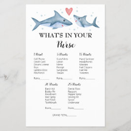 Shark Baby Shower Was ist in deinem Purse Game? Flyer