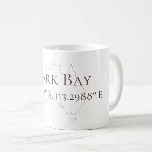 Shark Bay Australien Latitude & Longitude Kaffeetasse (VorderseiteRechts)