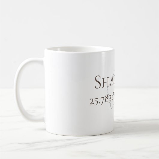 Shark Bay Australien Latitude & Longitude Kaffeetasse (Links)