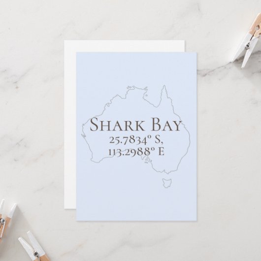 Shark Bay Australien Latitude & Longitude Karte (Vorderseite/Rückseite Beispiel)