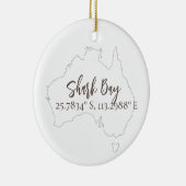 Shark Bay Australien Latitude & Longitude Keramik Ornament (Rechts)