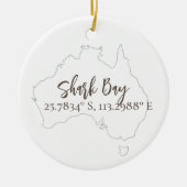 Shark Bay Australien Latitude & Longitude Keramik Ornament (Vorne)