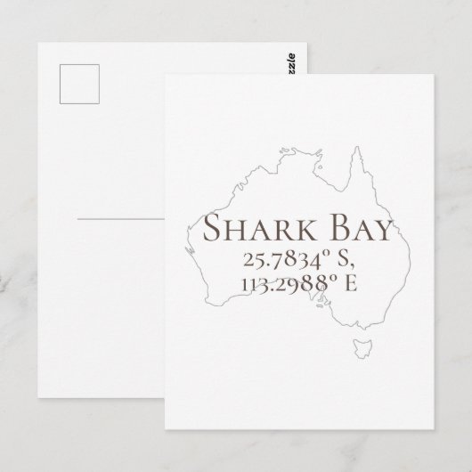 Shark Bay Australien Latitude & Longitude Postkarte (Vorne/Hinten)