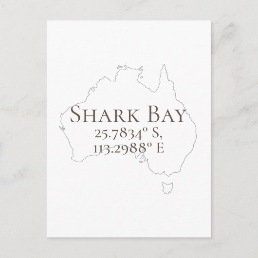 Shark Bay Australien Latitude & Longitude Postkarte (Vorderseite)