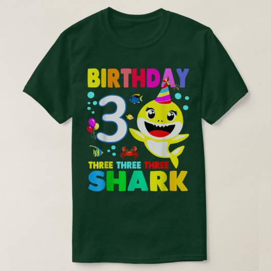 Shark Birthday 3 Years Old 3rd Birthday Matching F T-Shirt (Design vorne)