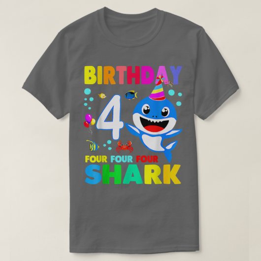 Shark Birthday 4 Years Old 4th Birthday Matching F T-Shirt (Design vorne)