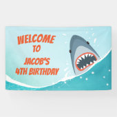 Shark Birthday Banner Pool Party Boy Ocean Splish (Horizontal)