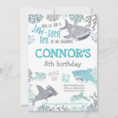 Shark Birthday Invitation Einladung (Vorderseite)