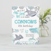 Shark Birthday Invitation Einladung (Stehend Vorderseite)