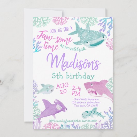 Shark Birthday Invitation Einladung (Vorderseite)