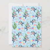 Shark Birthday Invitation in Blue Einladung (Rückseite)
